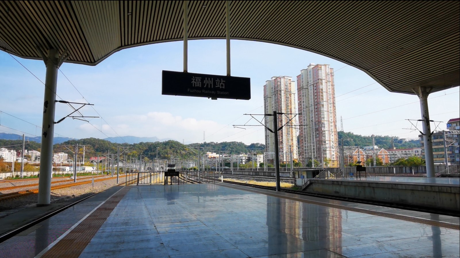 福建省福州市高铁站高铁到达出发停靠站mp4